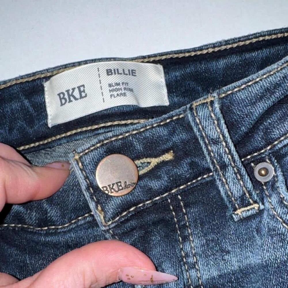 Bke Women's Blue and Navy Jeans - Picture 3 of 6